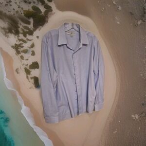 Beverly Hills Polo Club Stretch Mens XL Blue/White Check Long Sleeve Shirt 0046